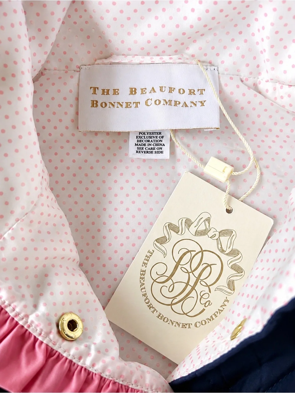 NWT The Beaufort Bonnet Company TBBC Quilted Ruffle Vest Navy Pink 6